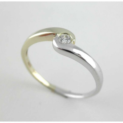 Zásnubní prsten z bílého a žlutého zlata